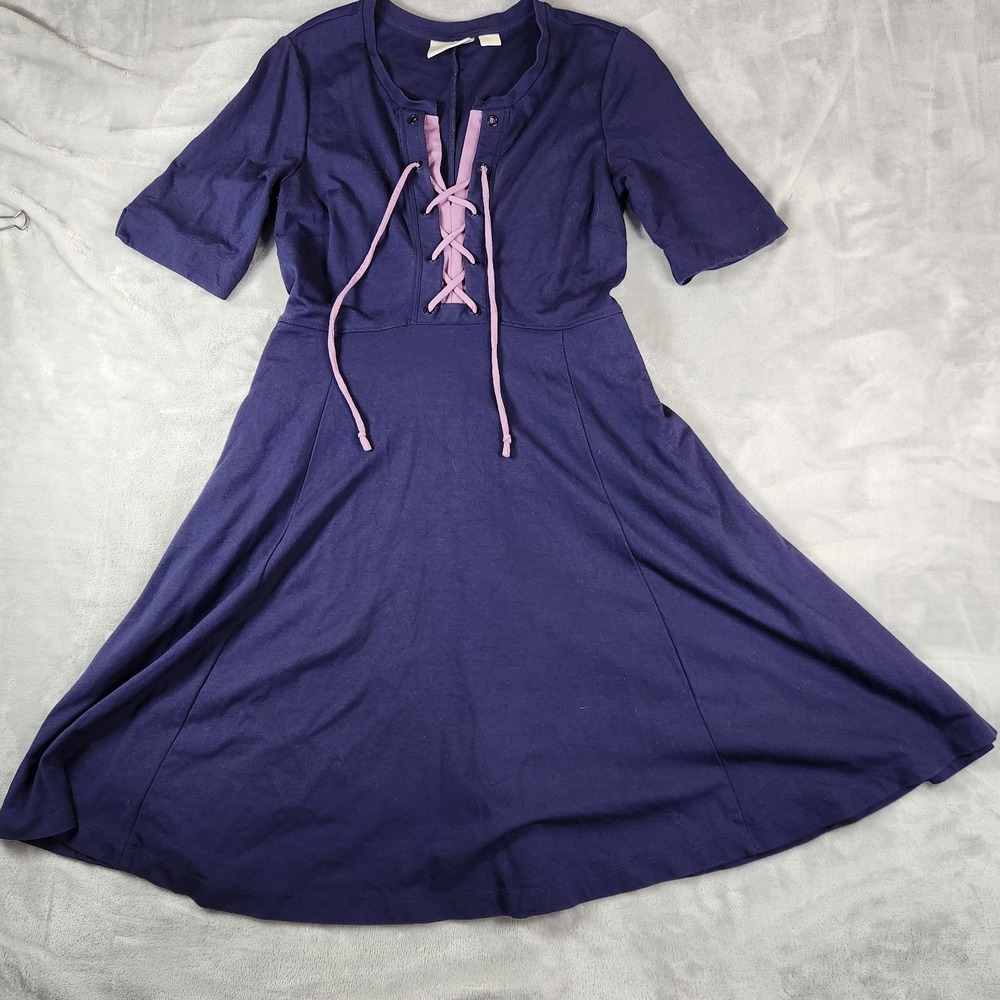 MAEVE ANTHROPOLOGIE Dress Women's S Navy Lace Front A-line Cottagecore Coquette‎
